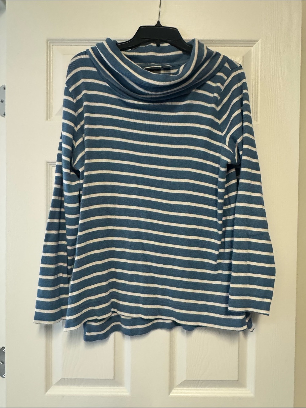 LLBean Striped Blue and White Cowl Neck Women's Sweater